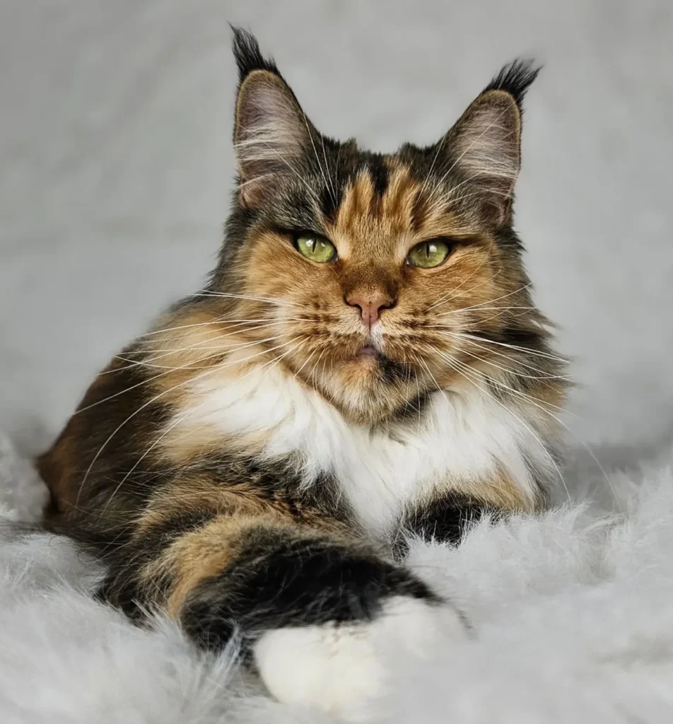 Upendi Silverbastis MCO f 09 22 czarna szylkretka klasycznie pręgowana z bielą (CH Upendi Silverbastis*PL) w hodowli AuditorePL.